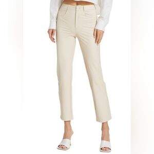 PAIGE Stella Faux Leather Jeans In Ecru Cream High Rise Straight Leg Size 30